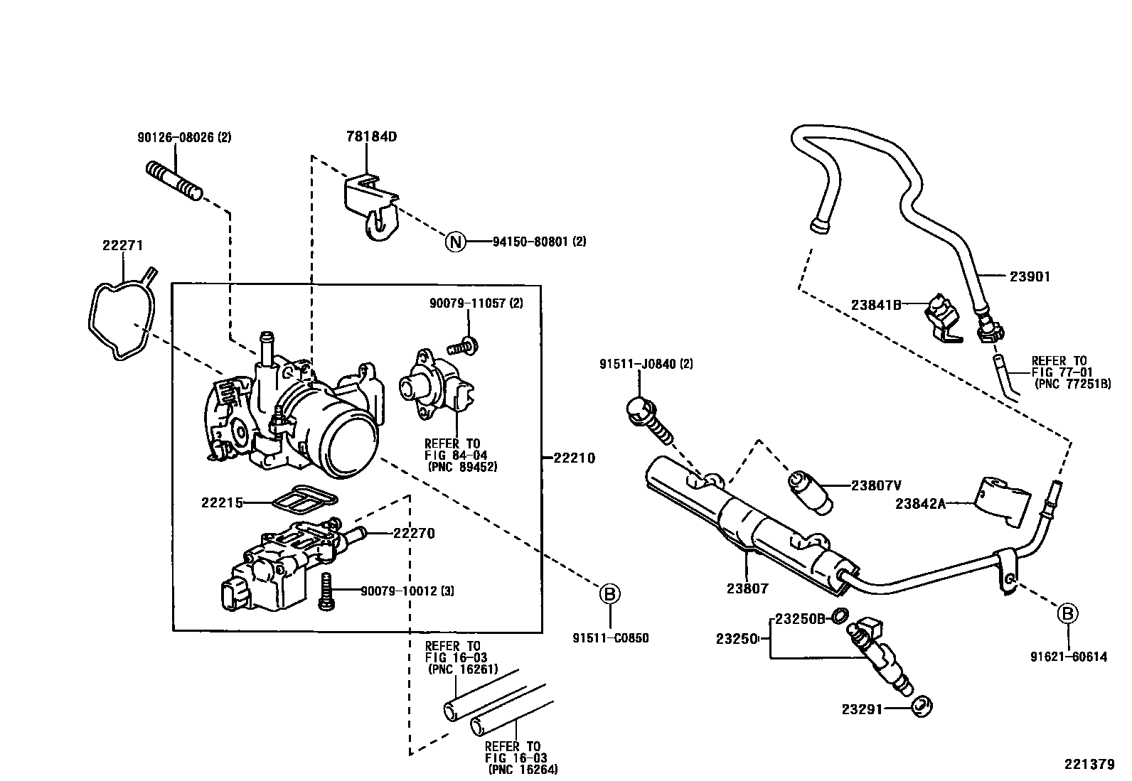 Toyota COROLLA 燃油喷射系统 EPC diagram — 221379