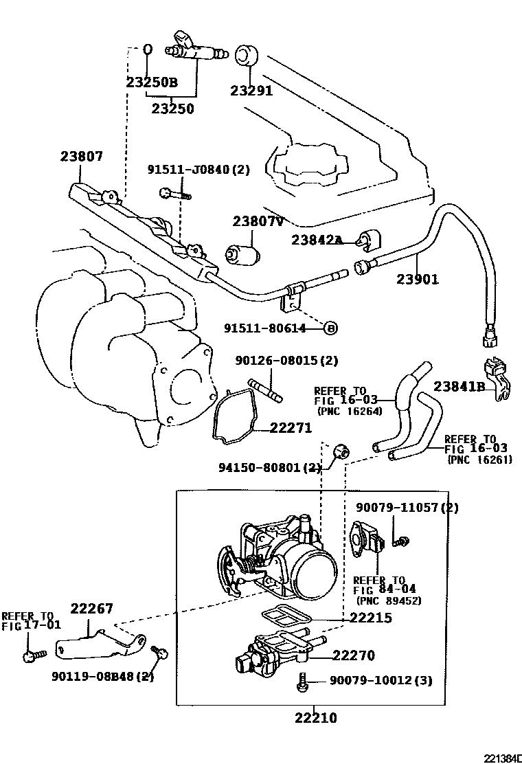 Toyota COROLLA 燃油喷射系统 EPC diagram — 221384D