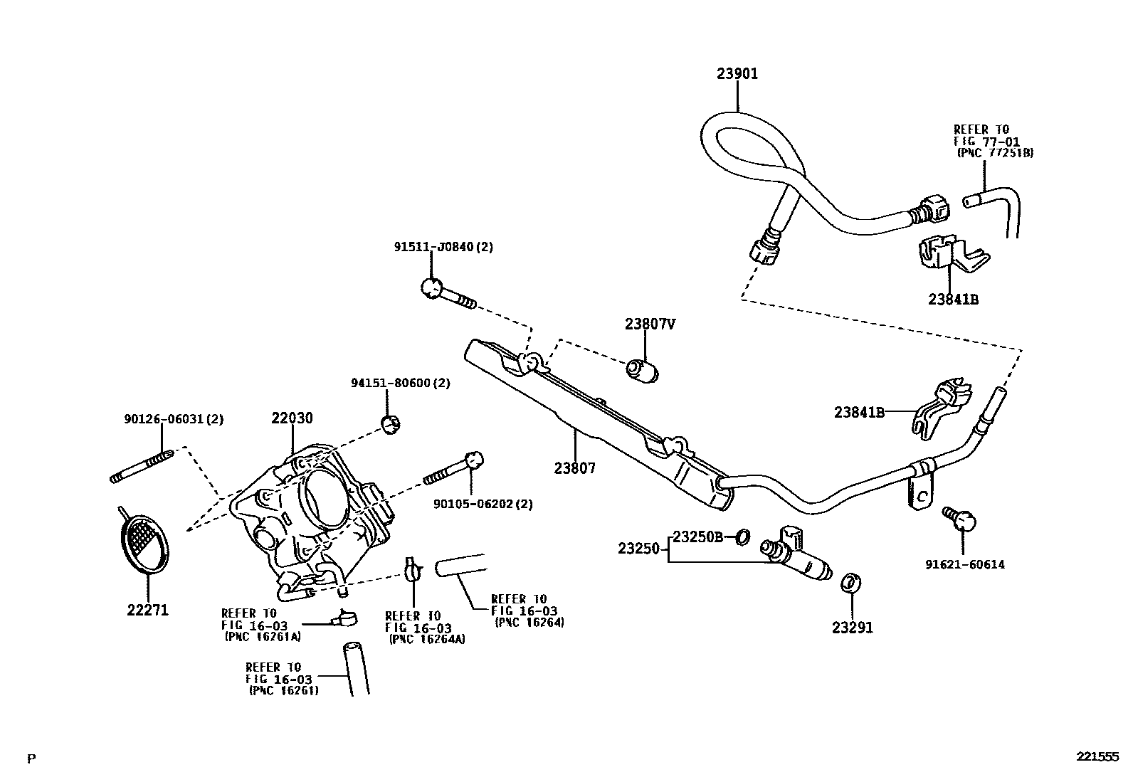 Toyota COROLLA 燃油喷射系统 EPC diagram — 221555