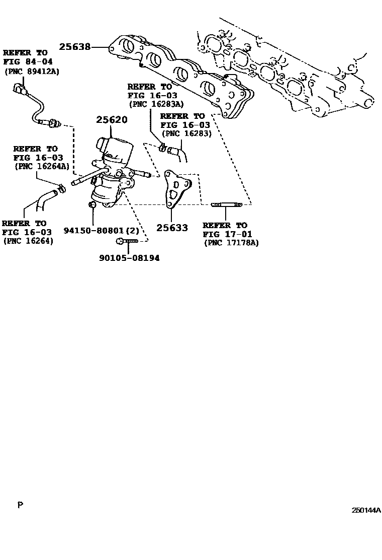 Toyota COROLLA 废气再循环系统 EPC diagram — 250144A