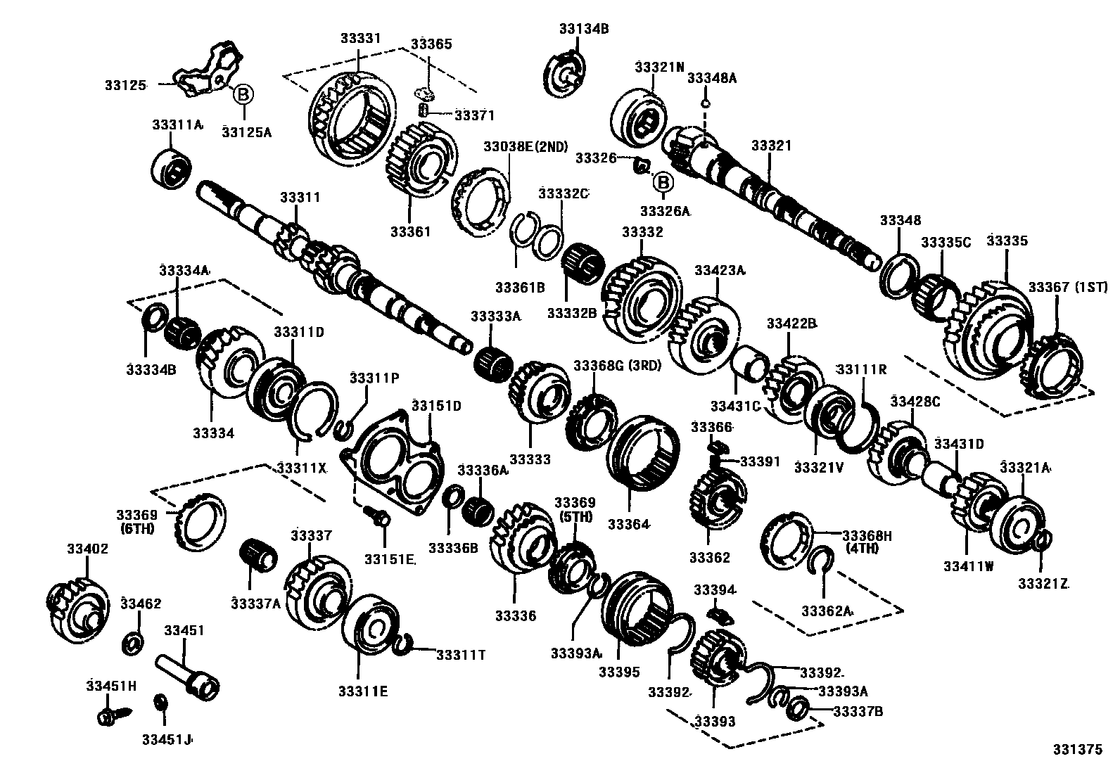 Toyota COROLLA 变速器齿轮(MTM) EPC diagram — 331375