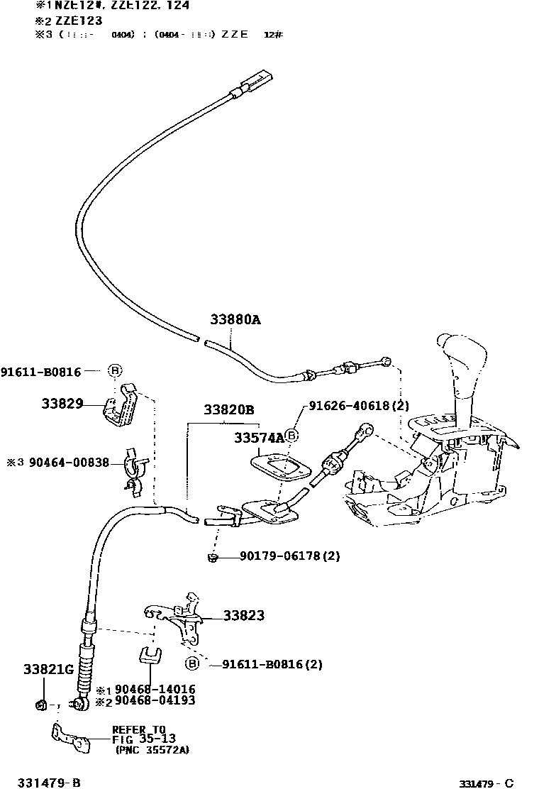 Toyota COROLLA Shift Lever & Retainer EPC diagram — 331479C
