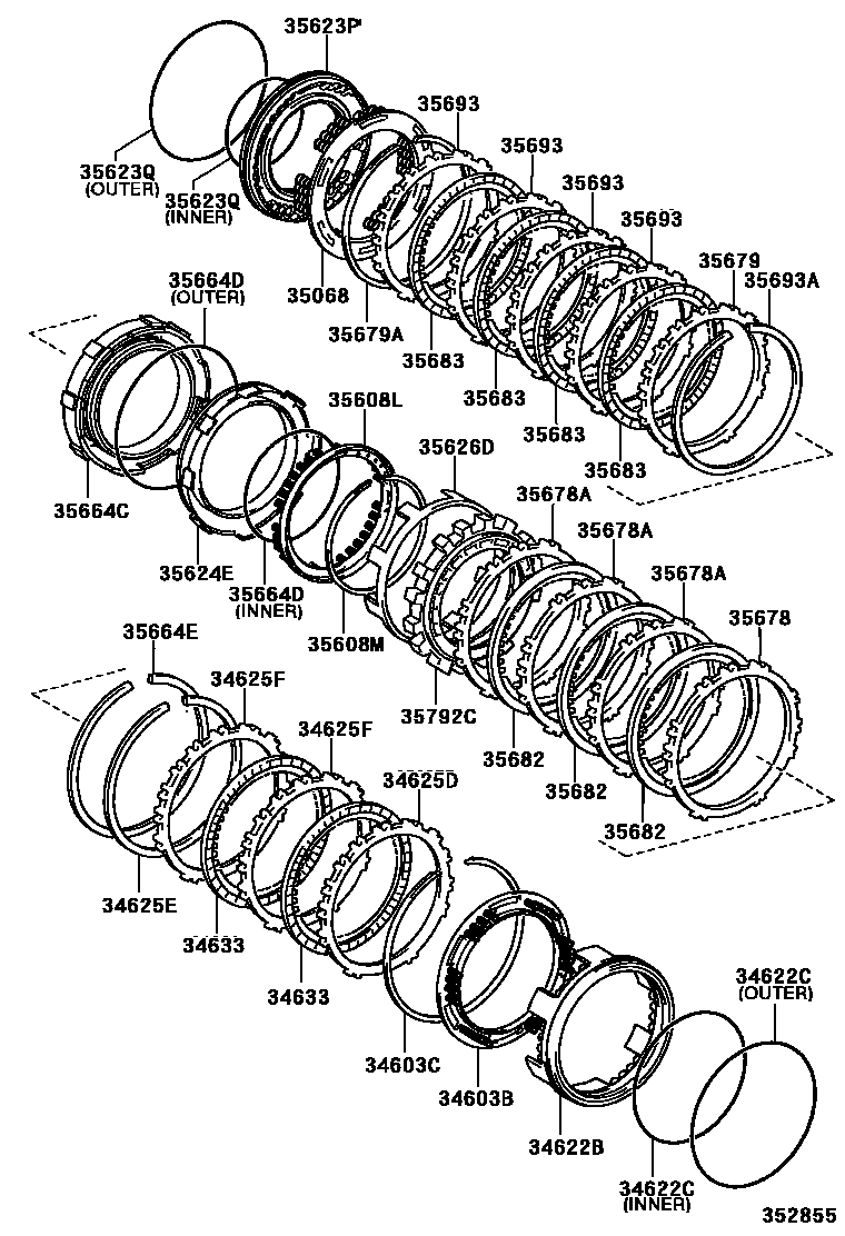 Toyota COROLLA 3号制动器、一档和倒档制动器(ATM) EPC diagram — 352855