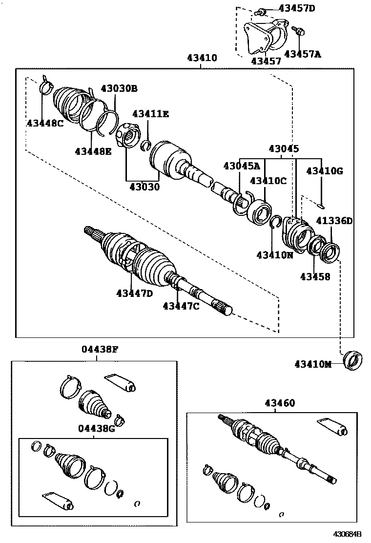 Toyota COROLLA Front Drive Shaft EPC diagram — 430684B