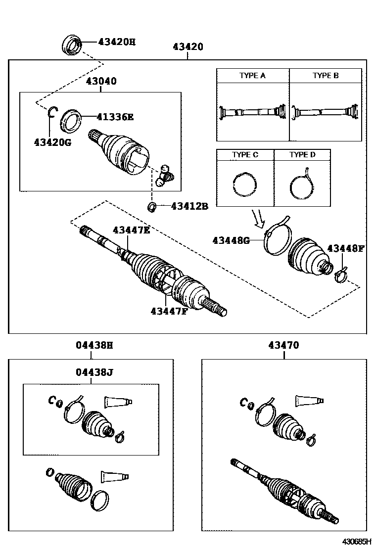 Toyota COROLLA Front Drive Shaft EPC diagram — 430685H