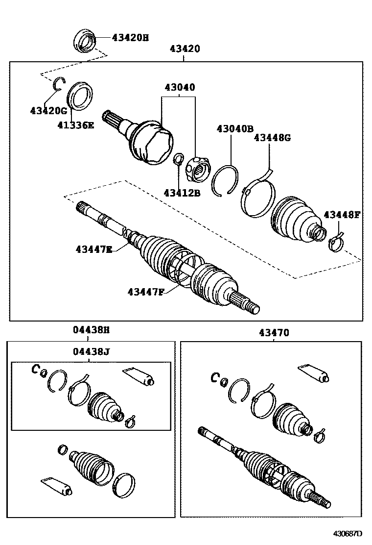 Toyota COROLLA Front Drive Shaft EPC diagram — 430687D