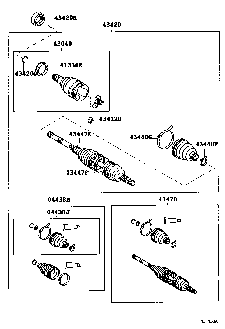 Toyota COROLLA Front Drive Shaft EPC diagram — 431130A