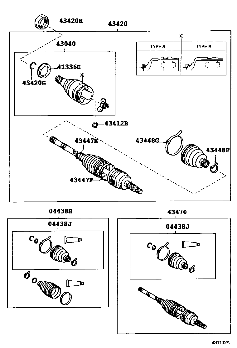 Toyota COROLLA Front Drive Shaft EPC diagram — 431132A