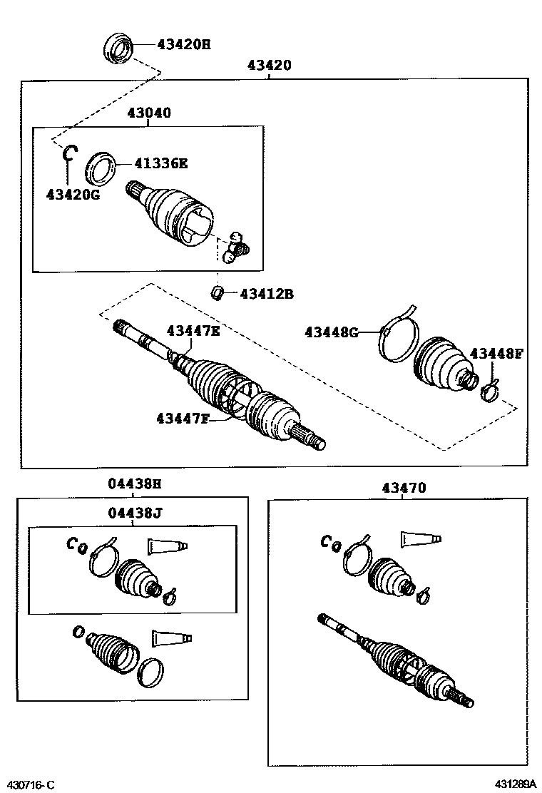 Toyota COROLLA Front Drive Shaft EPC diagram — 431289A