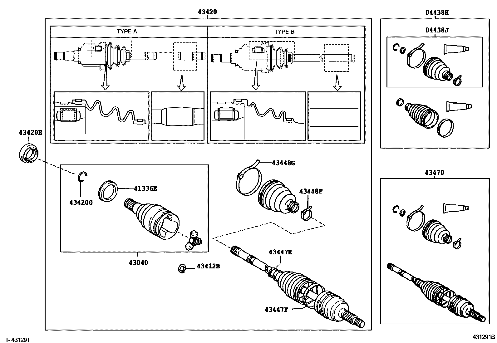Toyota COROLLA Front Drive Shaft EPC diagram — 431291B