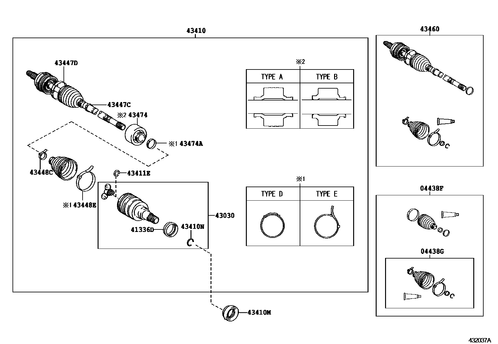 Toyota COROLLA Front Drive Shaft EPC diagram — 432037A