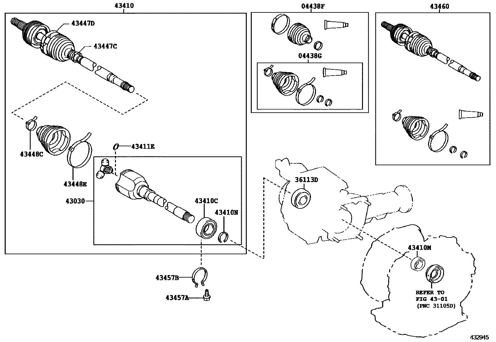 Toyota COROLLA Front Drive Shaft EPC diagram — 432945