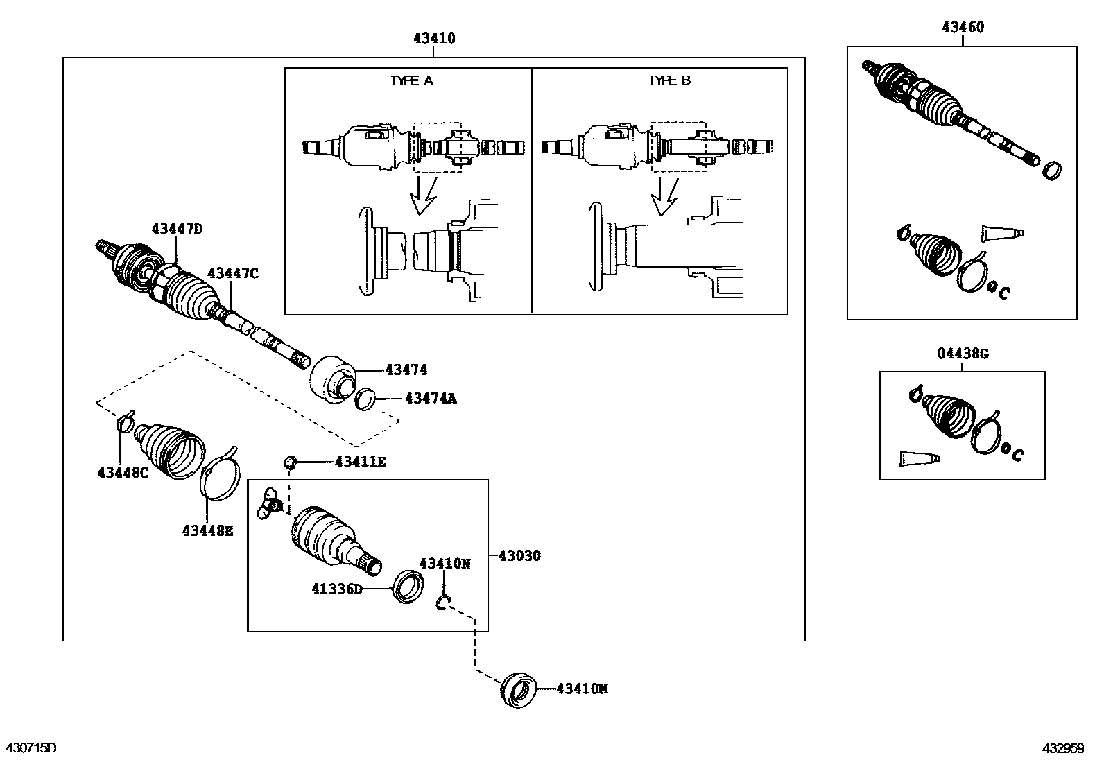 Toyota COROLLA Front Drive Shaft EPC diagram — 432959