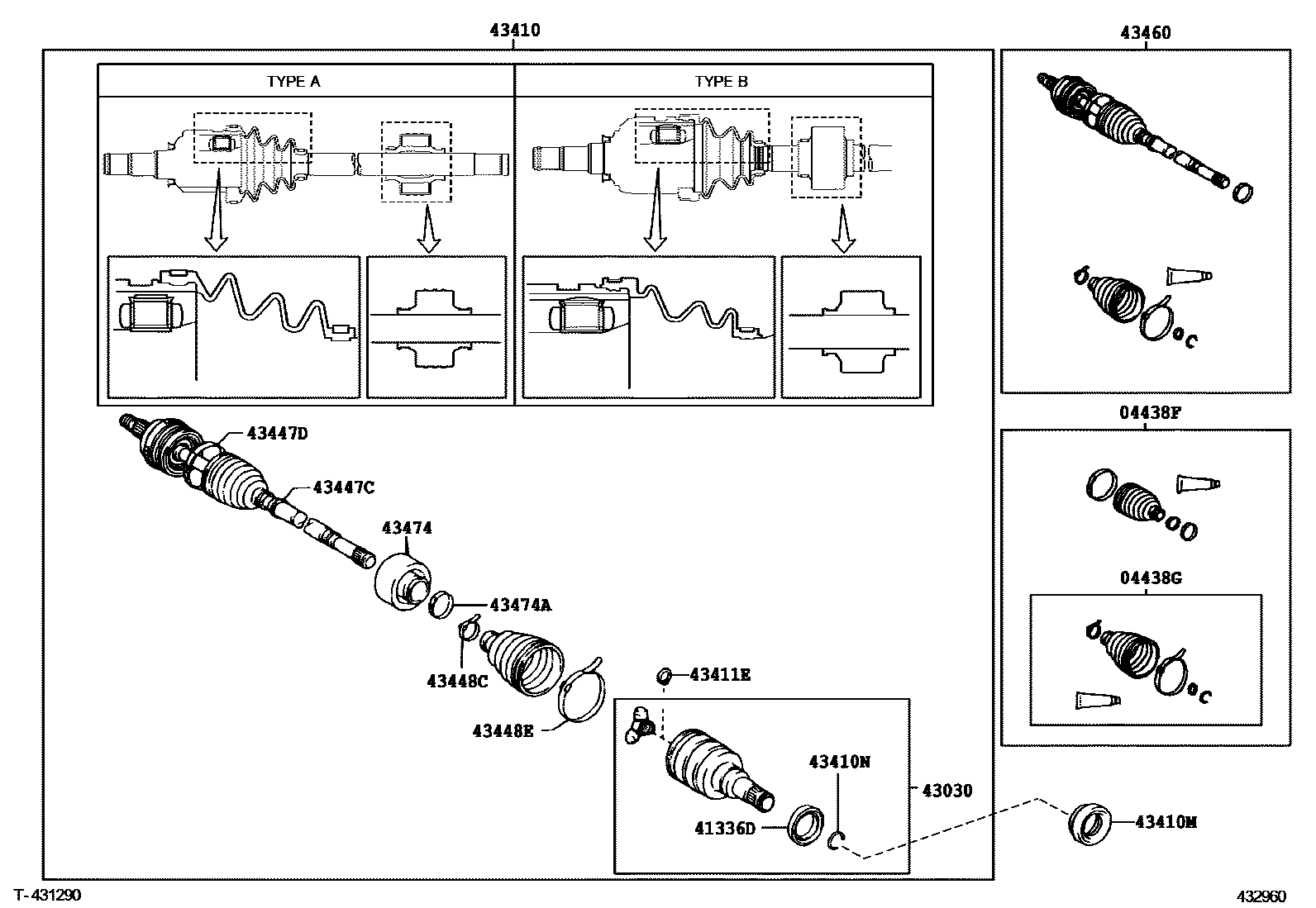 Toyota COROLLA Front Drive Shaft EPC diagram — 432960