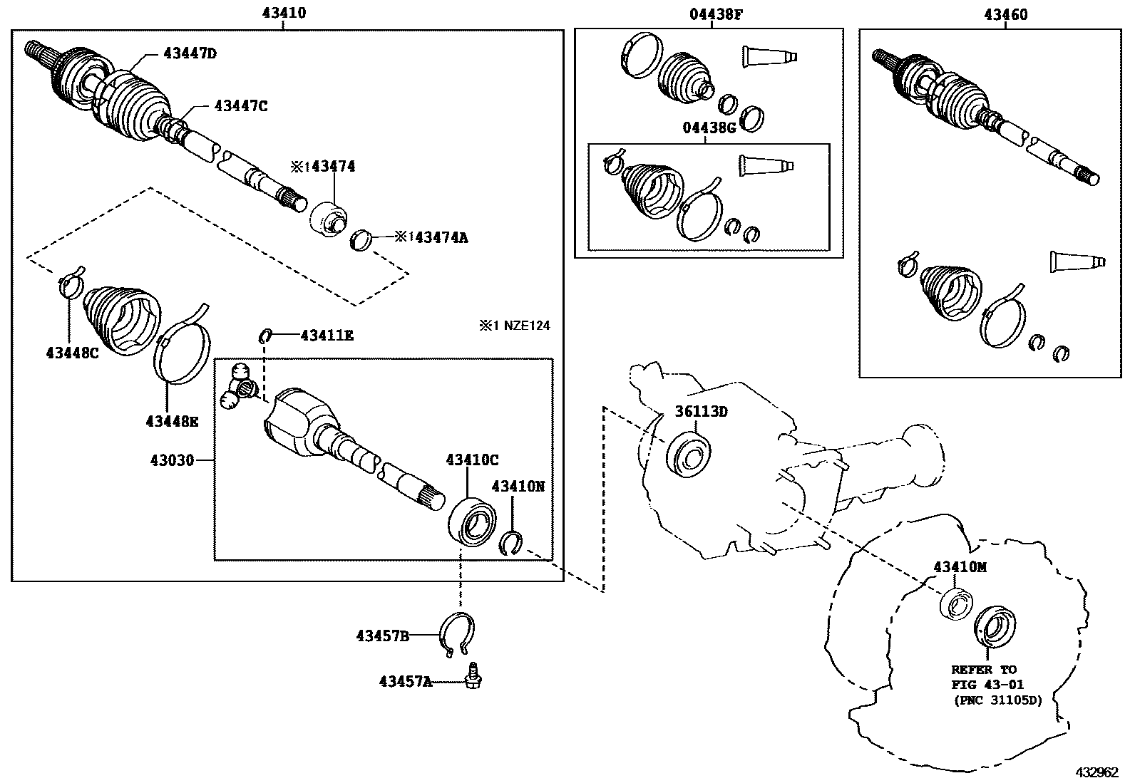 Toyota COROLLA Front Drive Shaft EPC diagram — 432962