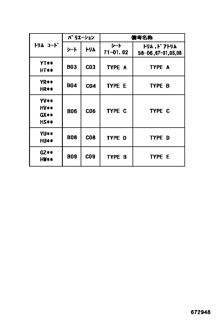 Toyota COROLLA 前门板和前门玻璃 EPC diagram — 672948