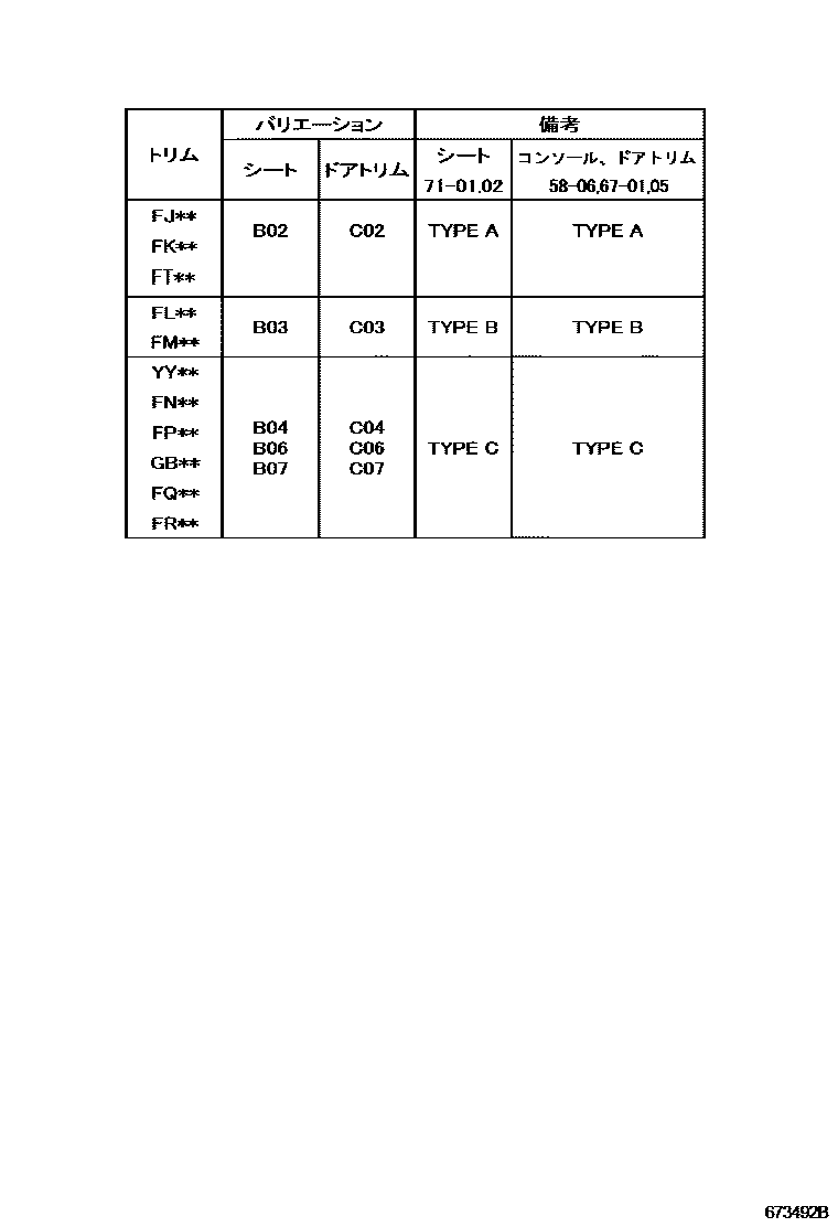 Toyota COROLLA 前门板和前门玻璃 EPC diagram — 673492B
