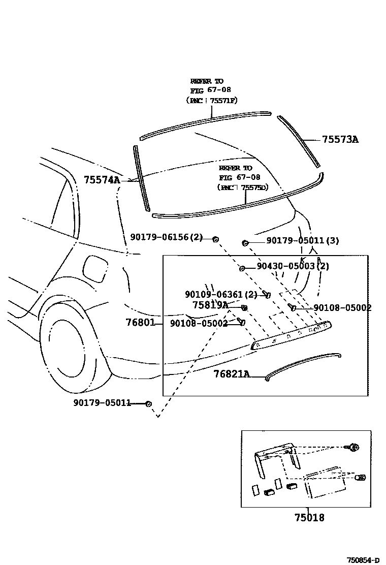 Toyota COROLLA 后防护条 EPC diagram — 750854D