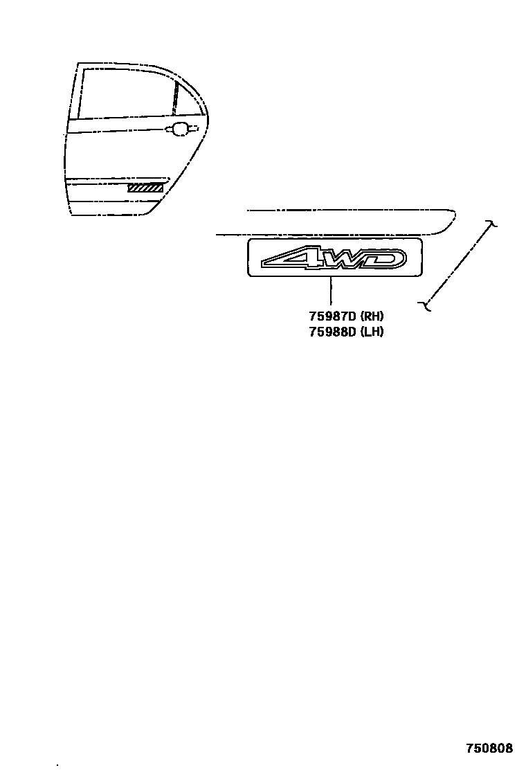 Toyota COROLLA 车身镶条 EPC diagram — 750808