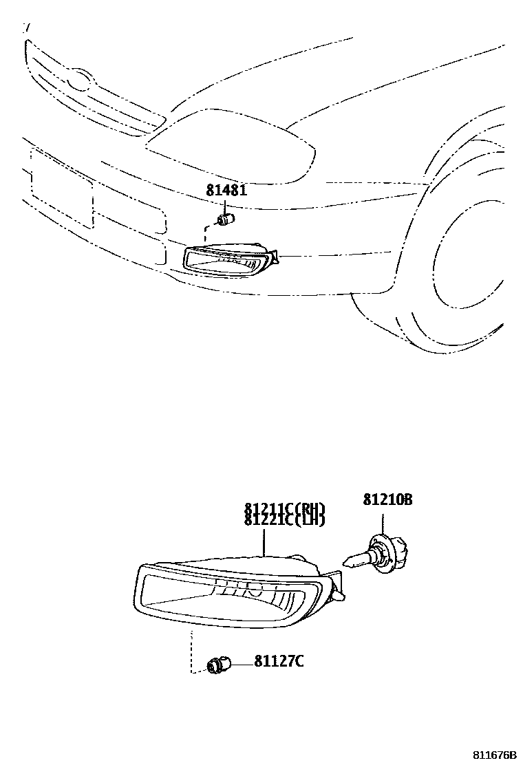 Toyota COROLLA Fog Lamp EPC diagram — 811676B