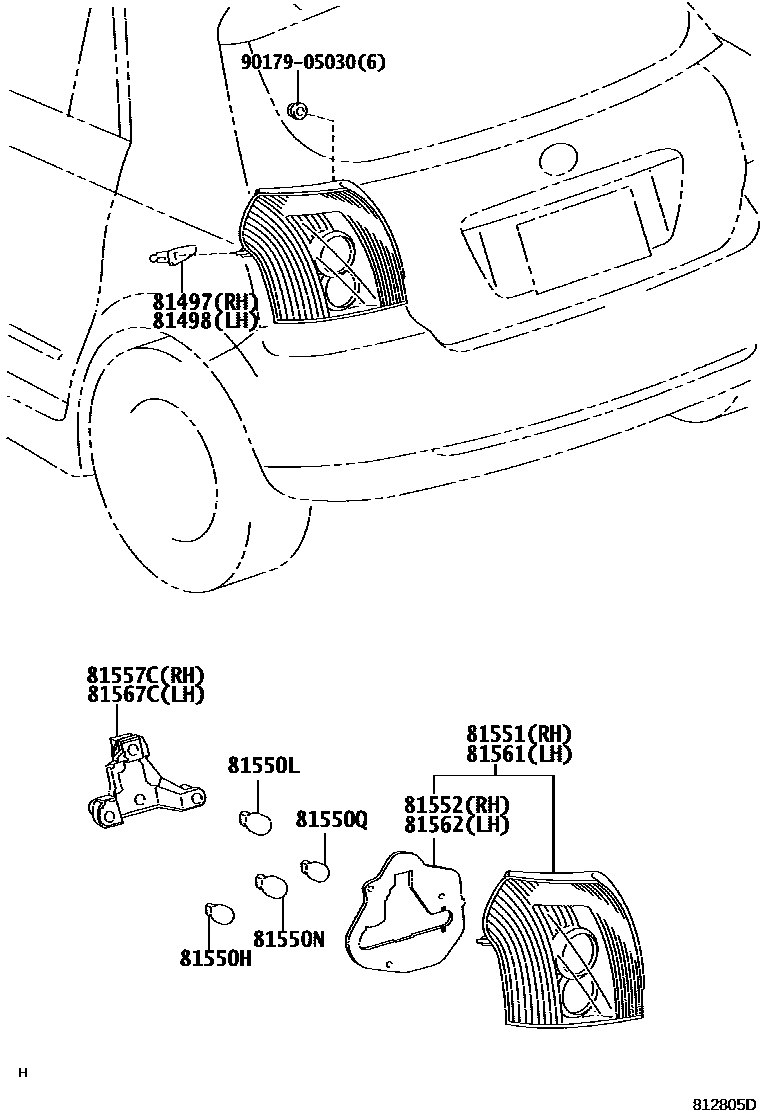 Toyota COROLLA 后组合灯 EPC diagram — 812805D