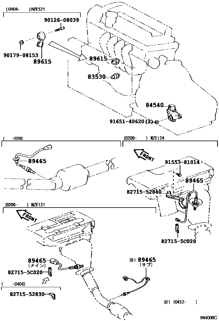 Toyota COROLLA 开关和继电器和ECU EPC diagram — 844008D