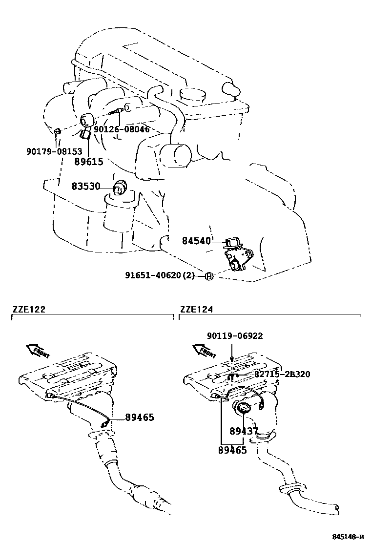 Toyota COROLLA 开关和继电器和ECU EPC diagram — 845148B