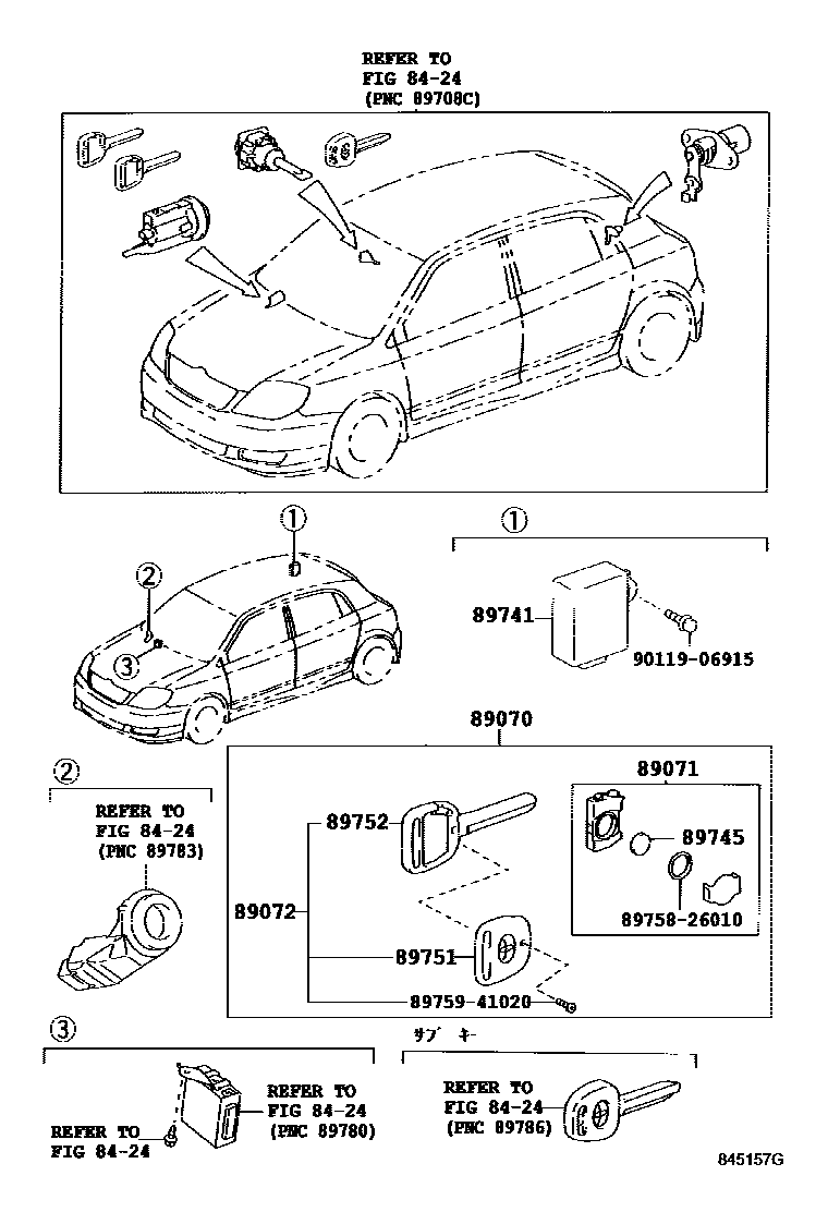 Toyota COROLLA 遥控门锁 EPC diagram — 845157G