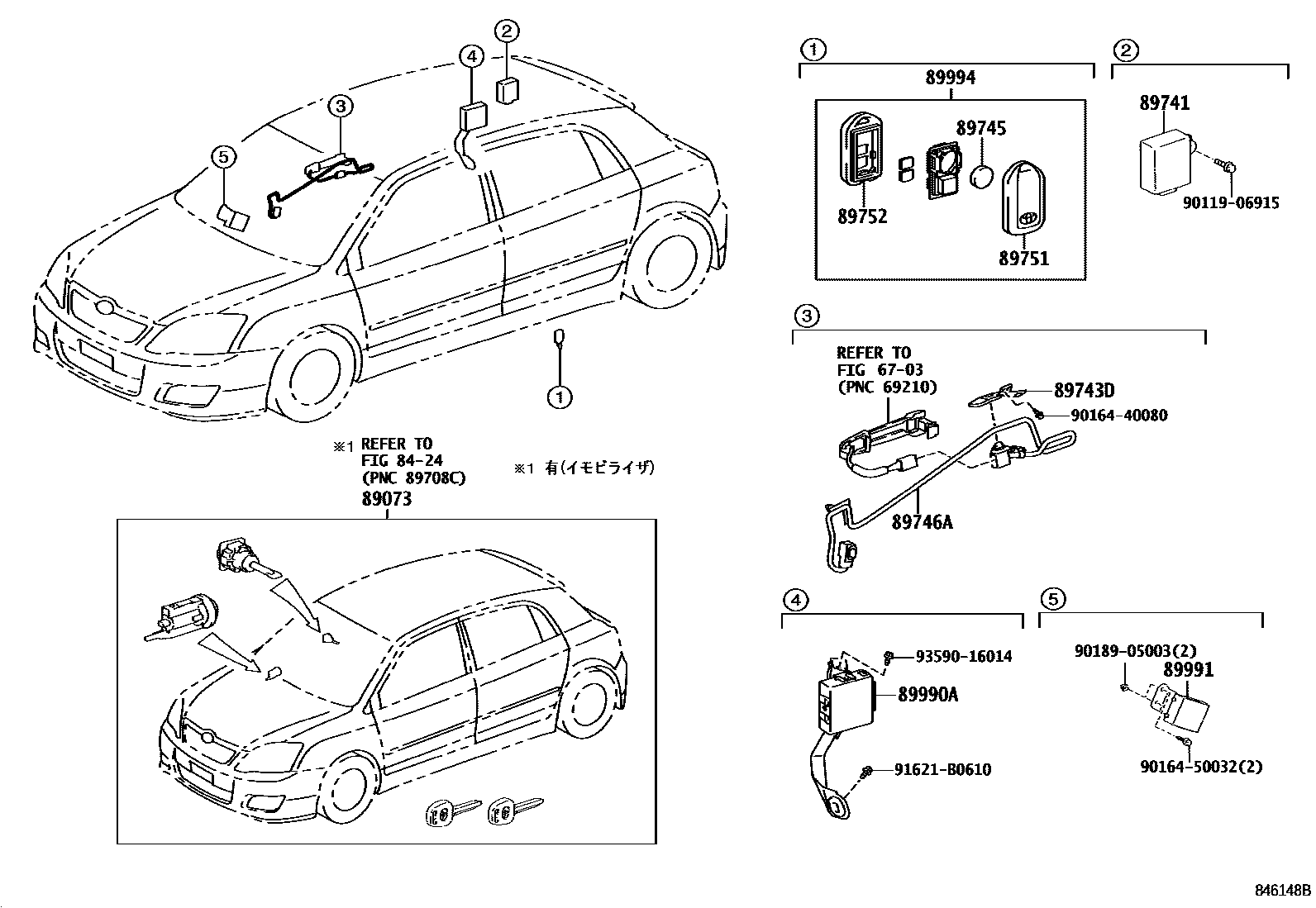 Toyota COROLLA 遥控门锁 EPC diagram — 846148B