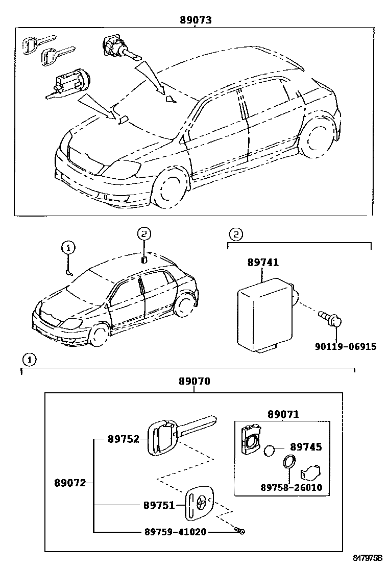 Toyota COROLLA 遥控门锁 EPC diagram — 847975B