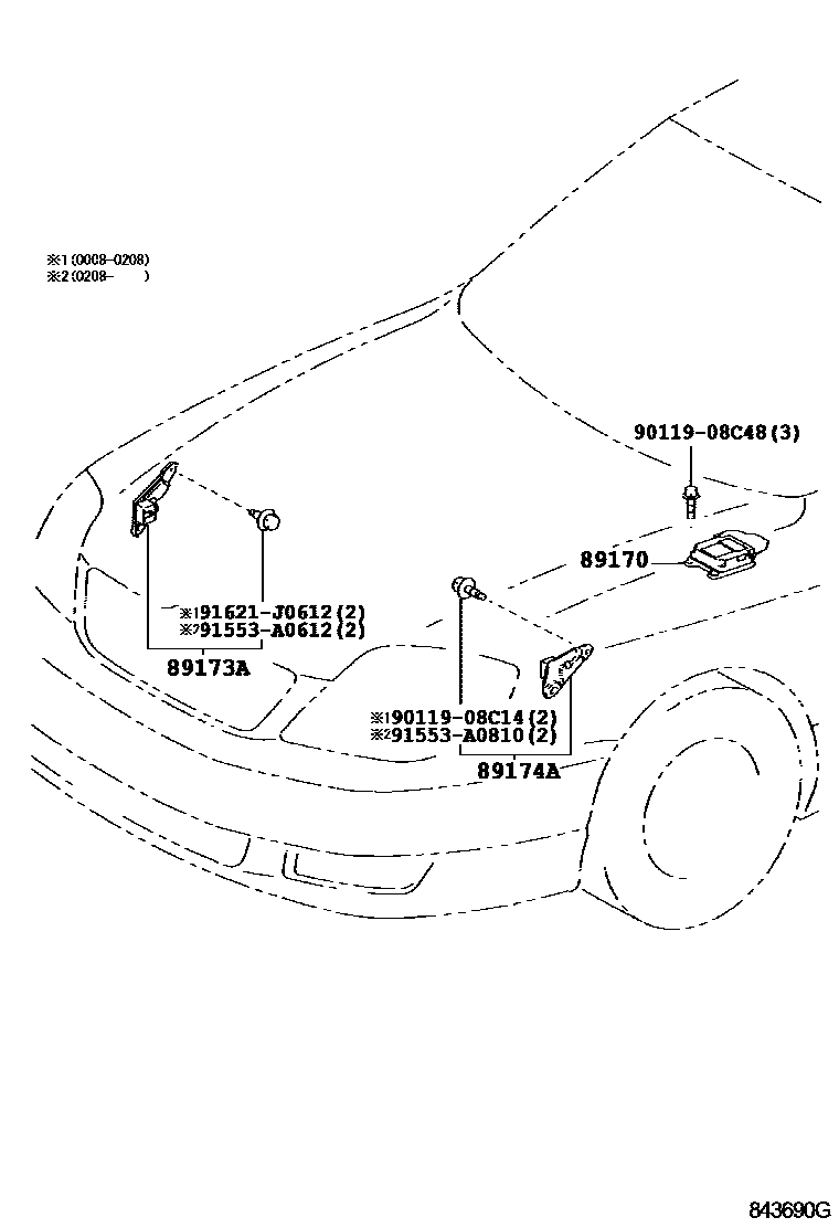 Toyota COROLLA 空气囊 EPC diagram — 843690G