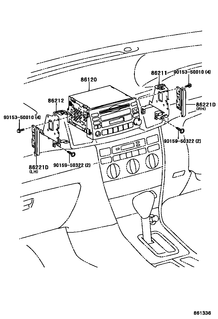 Toyota COROLLA 收音机、放大器和冷凝器 EPC diagram — 861336