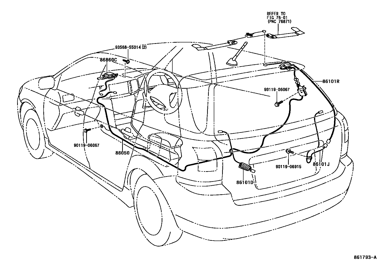 Toyota COROLLA antenna EPC diagram — 861793A