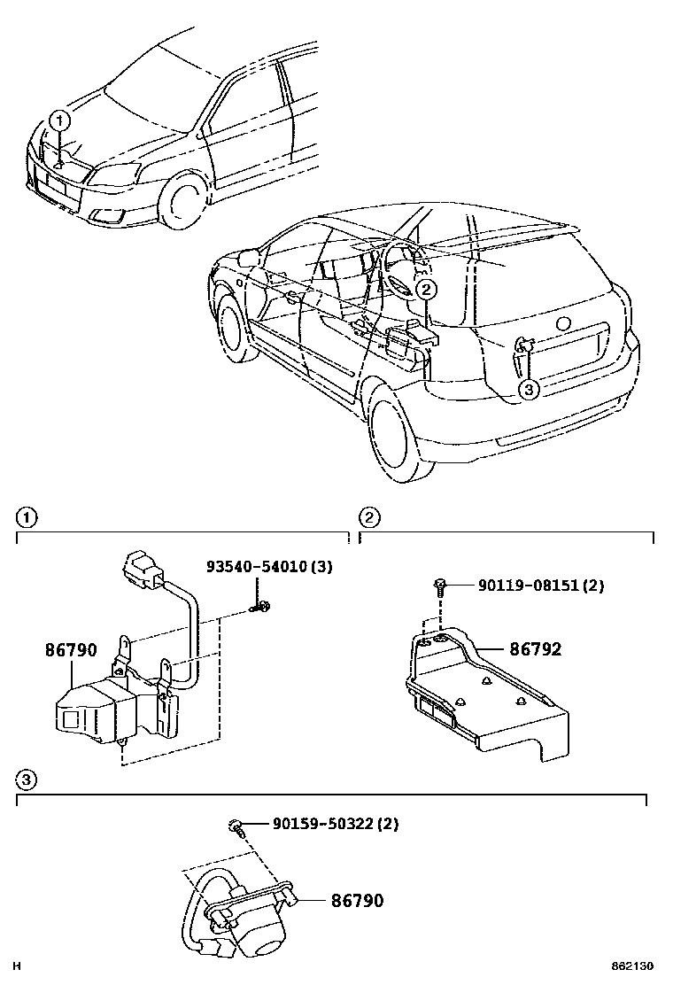 Toyota COROLLA 倒车影像和摄像头 EPC diagram — 862130
