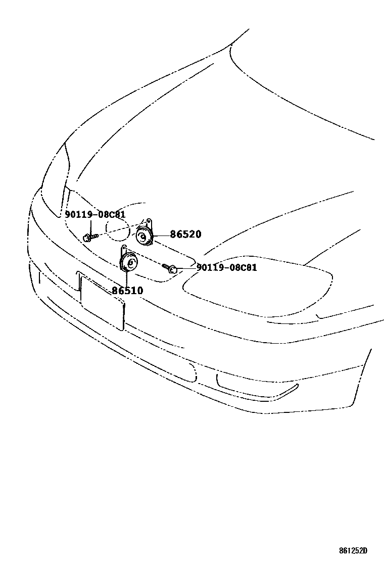 Toyota COROLLA 喇叭 EPC diagram — 861252D
