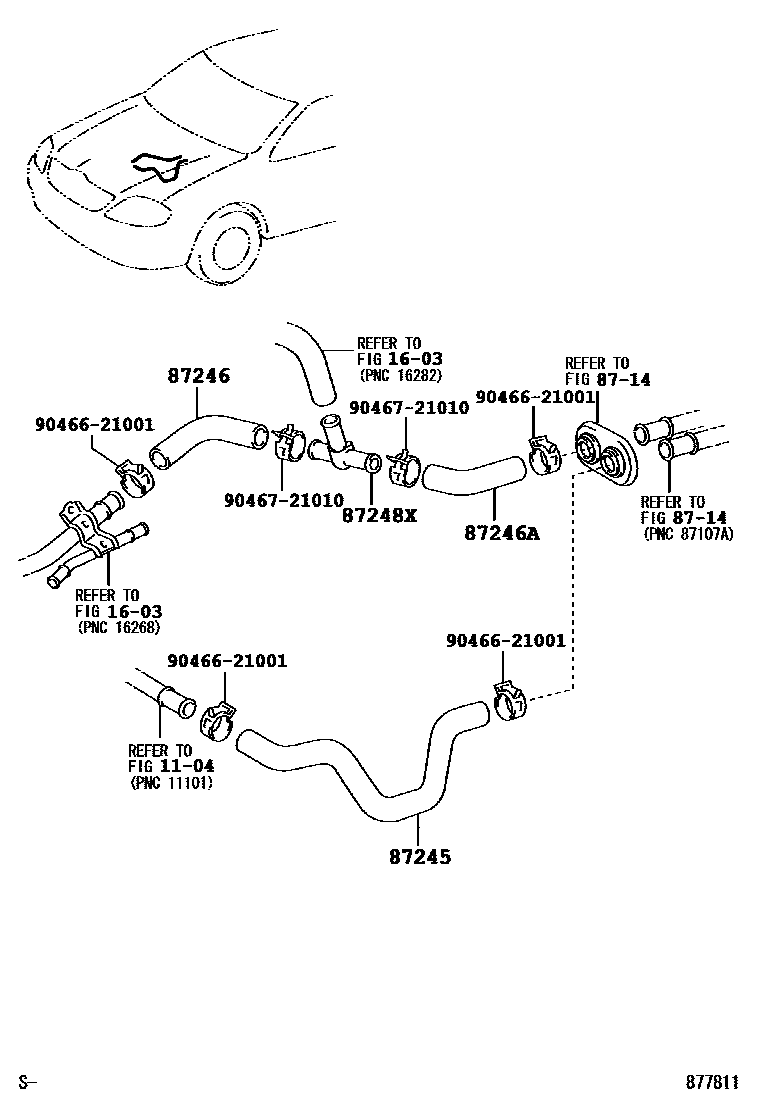 Toyota COROLLA 暖风和空调系统 - 水管 EPC diagram — 877811