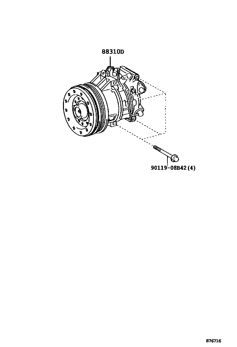 Toyota COROLLA Heating & Air Conditioning - Compressor EPC diagram — 876716