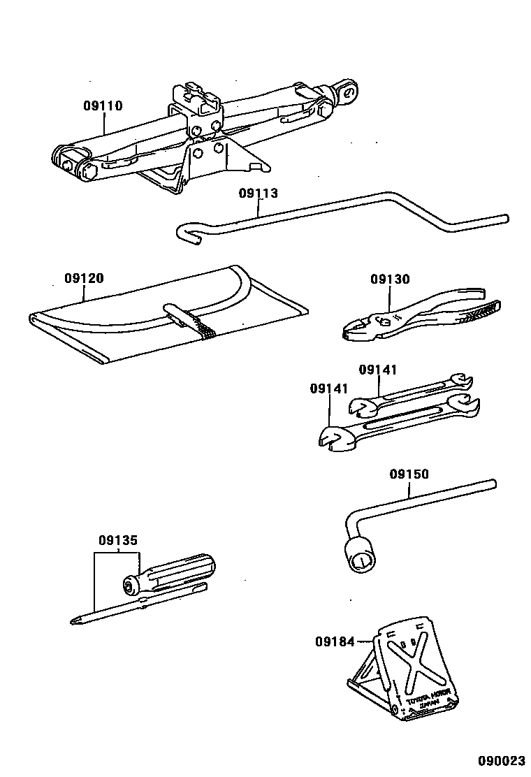 Toyota COROLLA Standard Tools EPC diagram — 090023