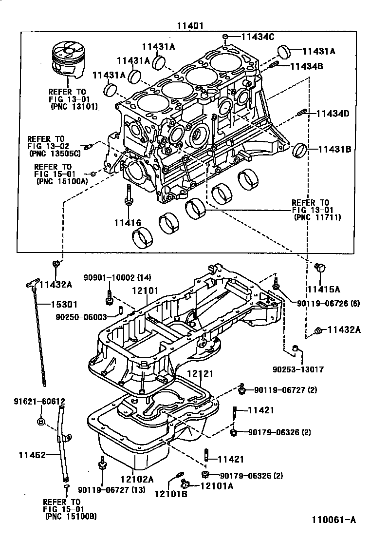 Toyota COROLLA Cylinder Block EPC diagram — 110061A