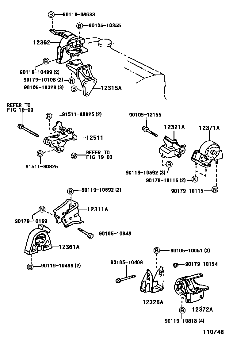 Toyota COROLLA Engine Mounting EPC diagram — 110746