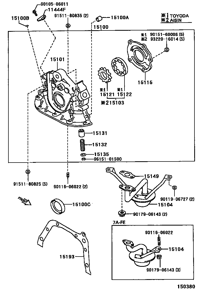 Toyota COROLLA Engine Oil Pump EPC diagram — 150380