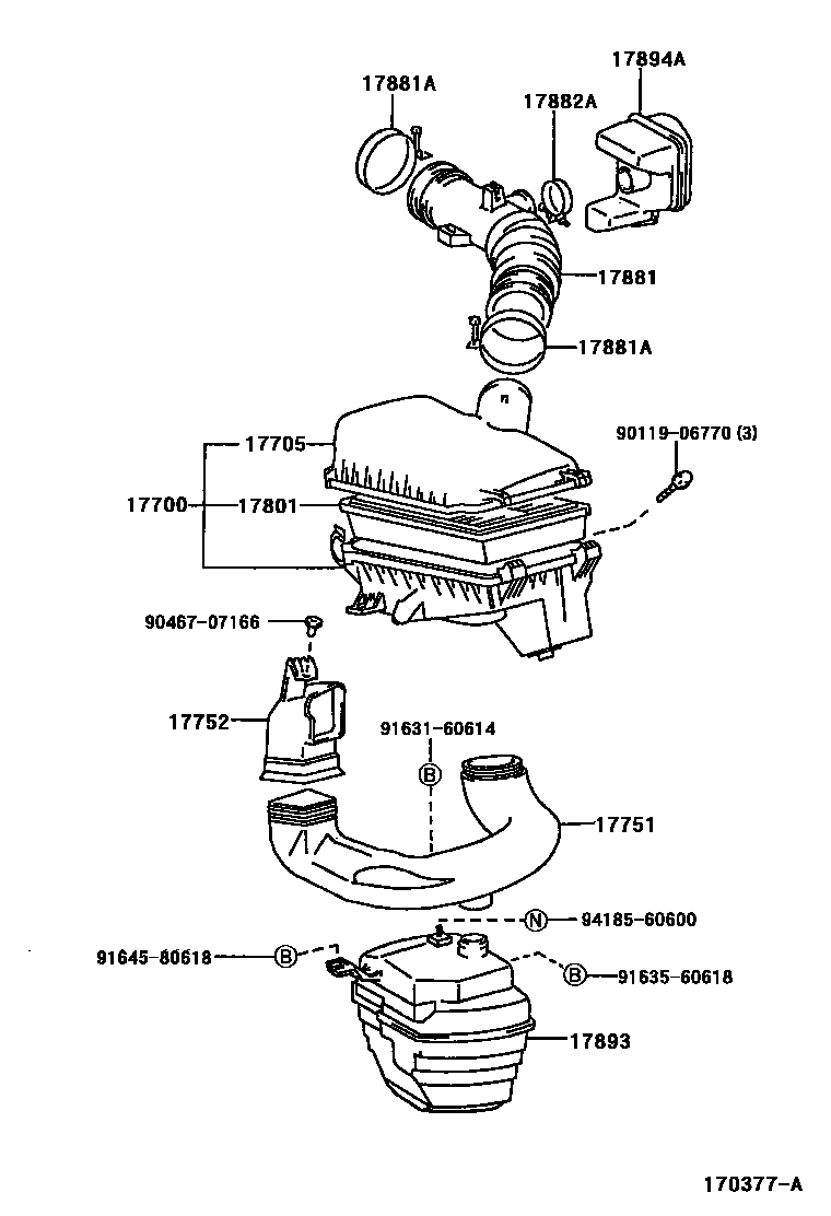 Toyota COROLLA Air Cleaner EPC diagram — 170377A