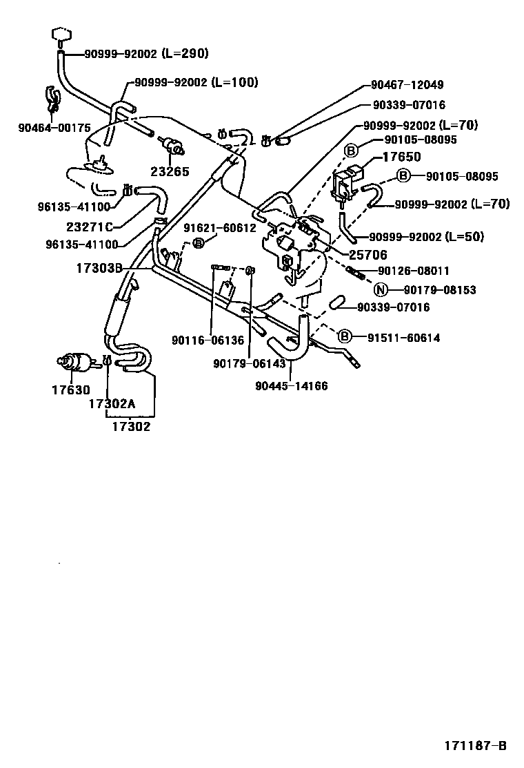 Toyota COROLLA vacuum tube EPC diagram — 171187B