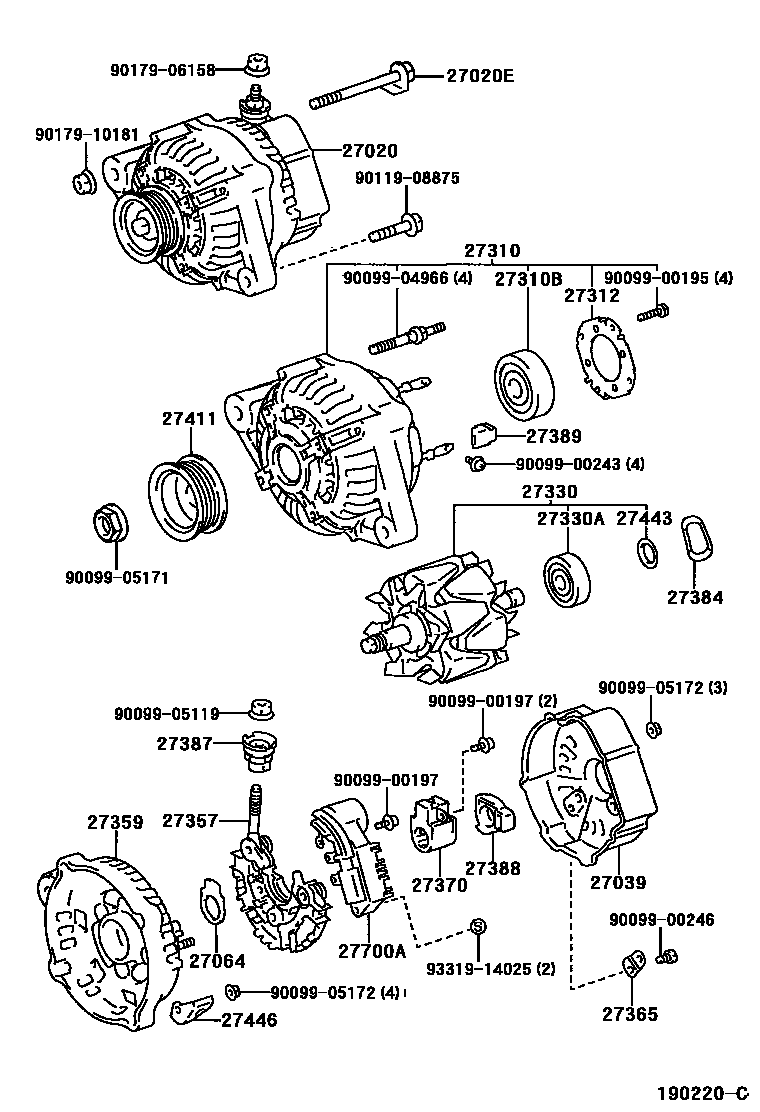 Toyota COROLLA Alternator EPC diagram — 190220C