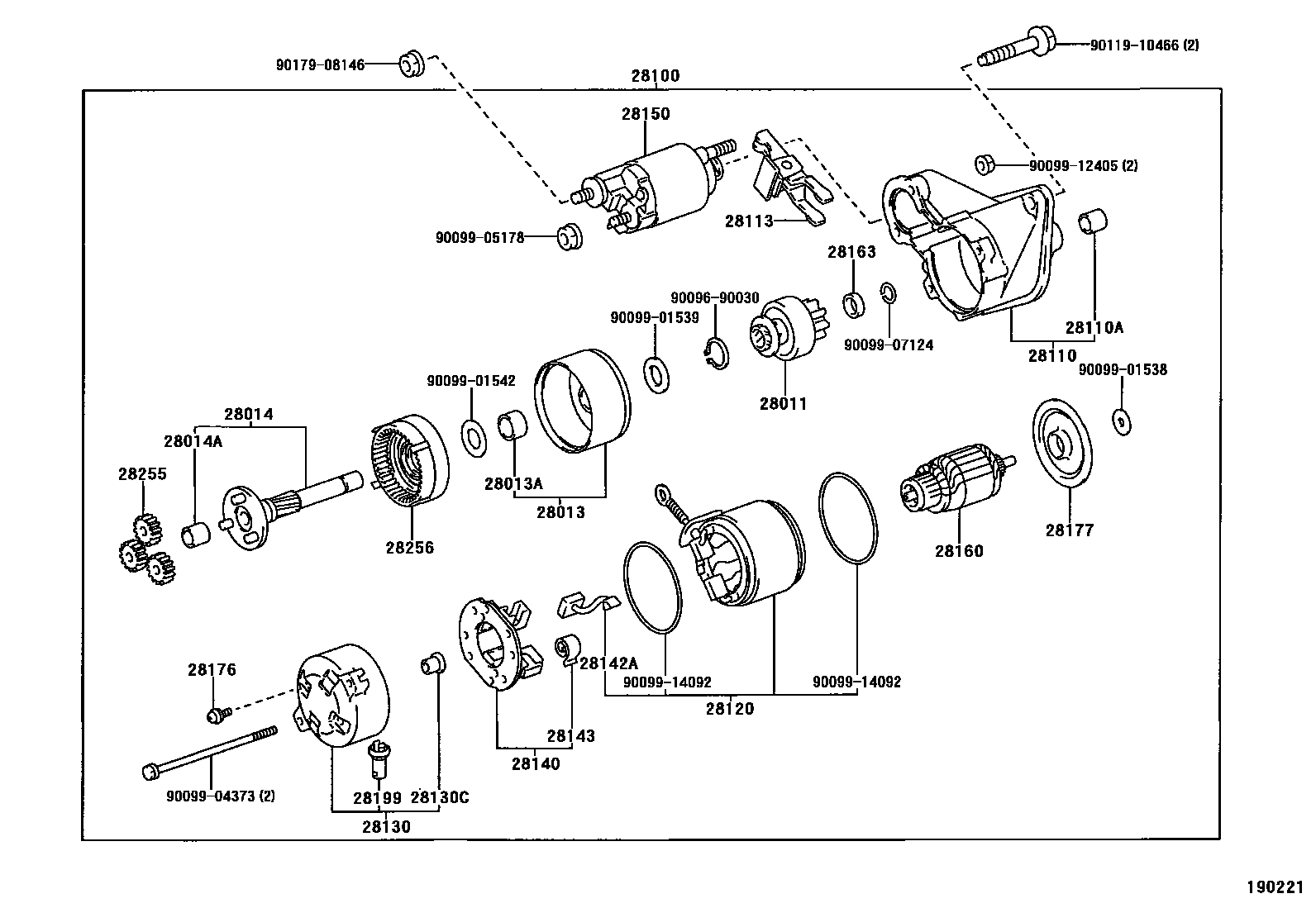 Toyota COROLLA 起动机 EPC diagram — 190221