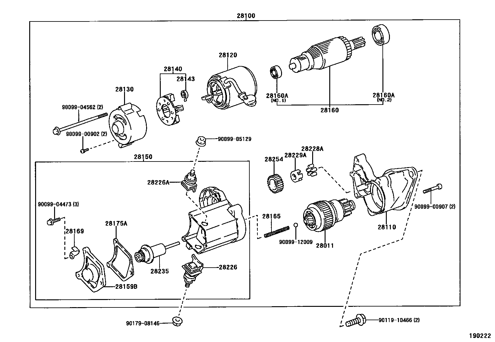 Toyota COROLLA 起动机 EPC diagram — 190222