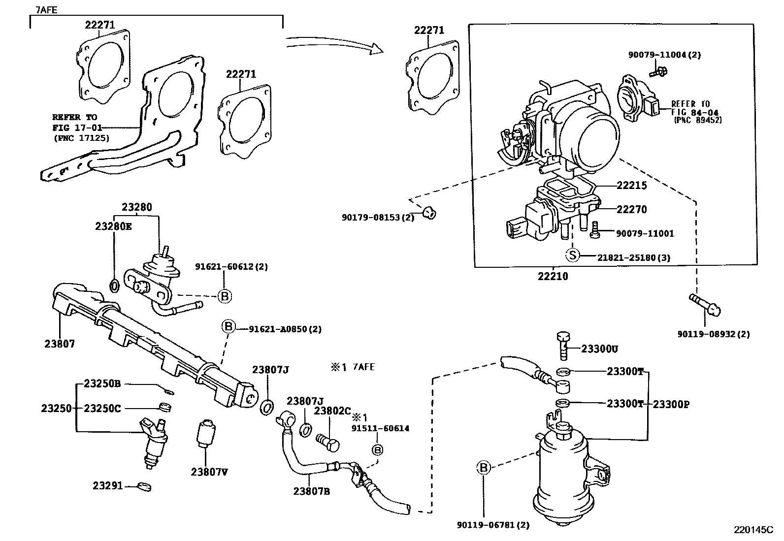 Toyota COROLLA 燃油喷射系统 EPC diagram — 220145C