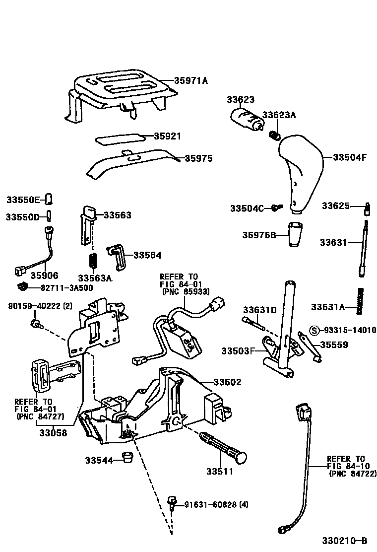 Toyota COROLLA Shift Lever & Retainer EPC diagram — 330210B