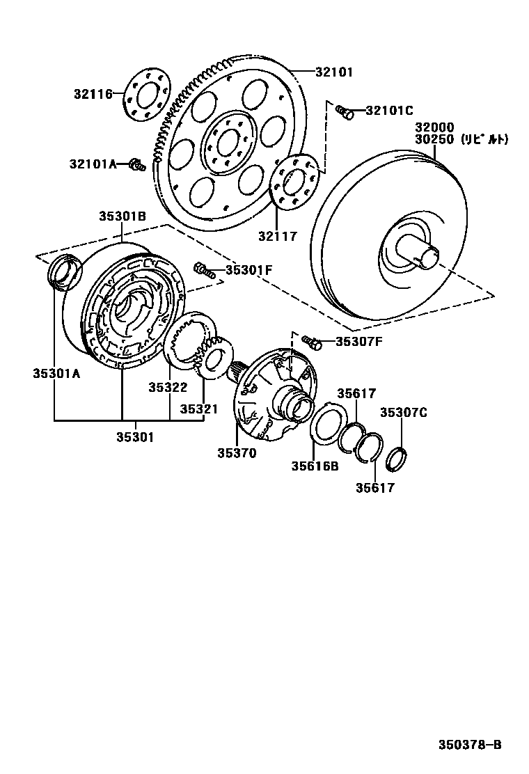 Toyota COROLLA 变矩器、前油泵和链条(ATM) EPC diagram — 350378B