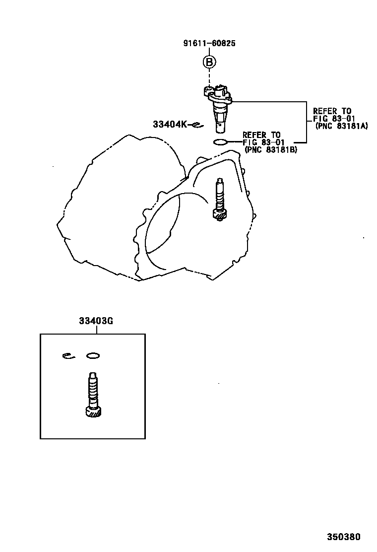 Toyota COROLLA 速度表从动齿轮(ATM) EPC diagram — 350380